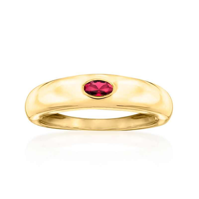 .20 Carat Oval Lab-Grown Ruby Ring in 18kt Gold Over Sterling image number 0
