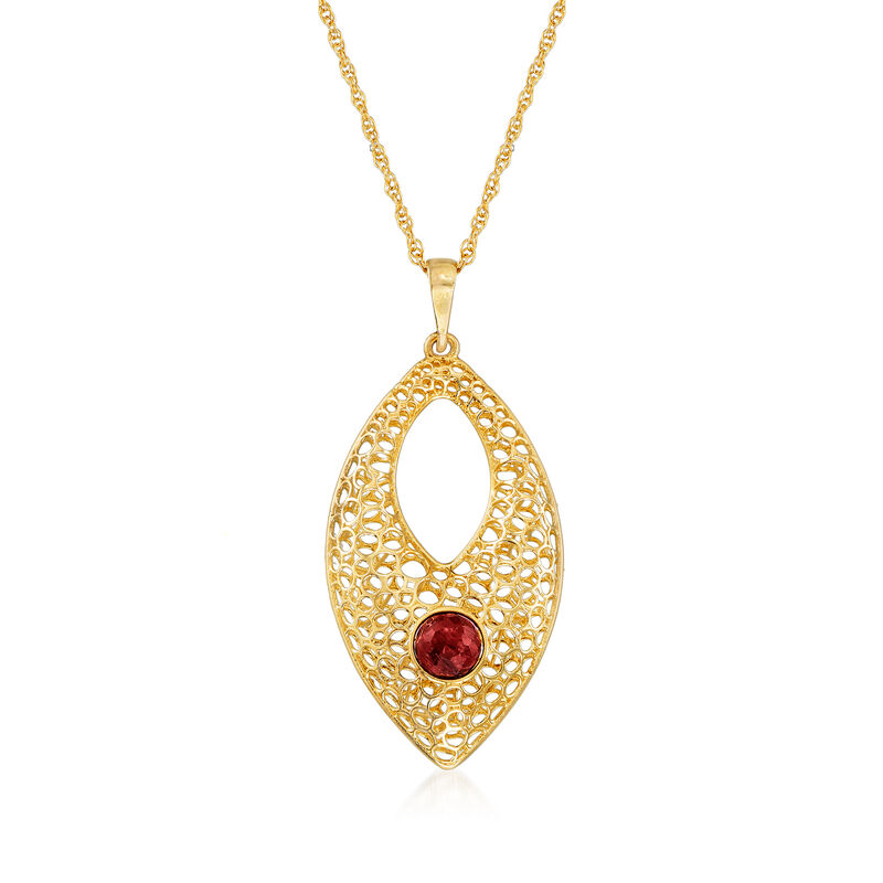 1.20 Carat Ruby Openwork Pendant Necklace in 14kt Yellow Gold image number 0