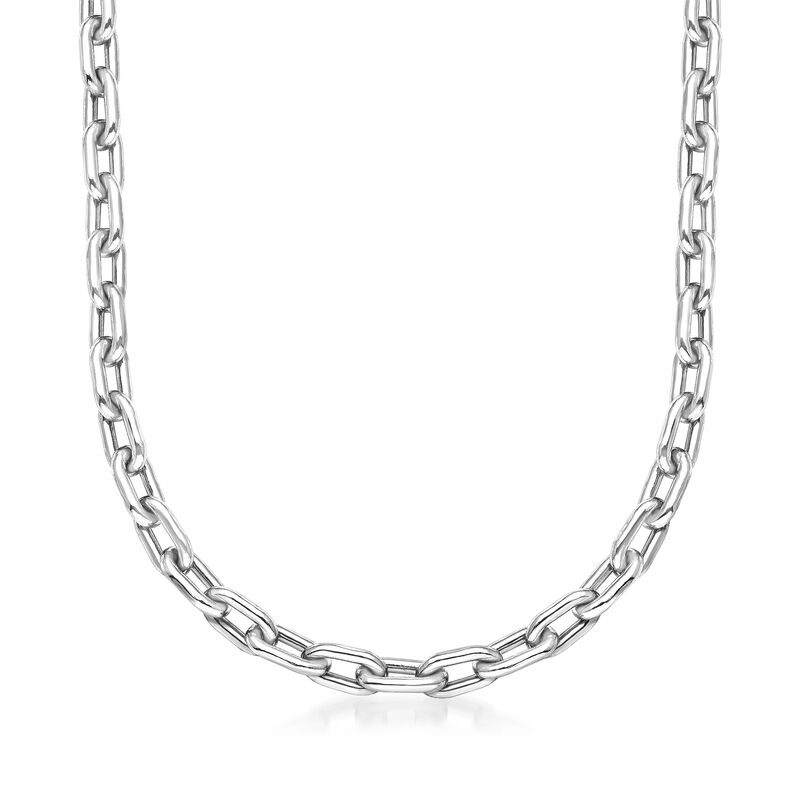 Italian Solid Platinum Cable-Link Necklace image number 0