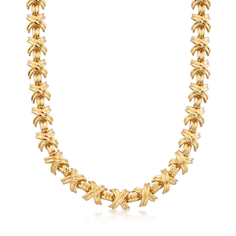 C. 2000 Vintage Tiffany Jewelry &quot;Schlumberger&quot; X-Necklace in 18kt Yellow Gold image number 0
