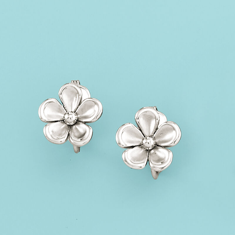Sterling Silver Flower Clip-On Earrings image number 3