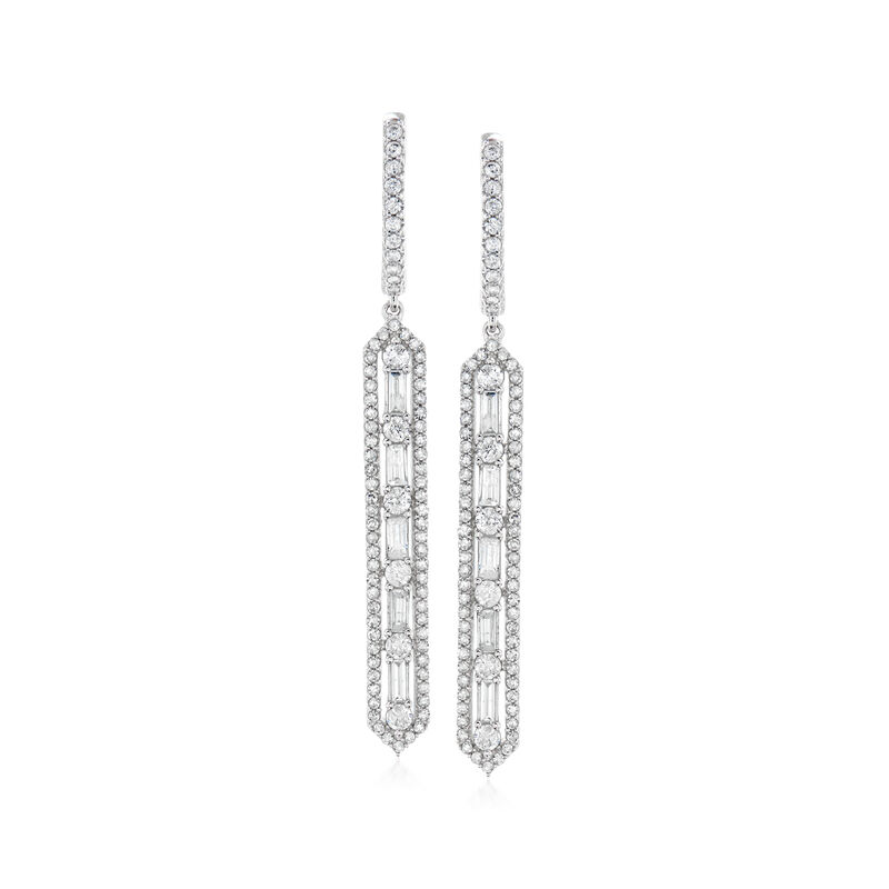 1.25 ct. t.w. Diamond Hoop Drop Earrings in 14kt White Gold image number 0