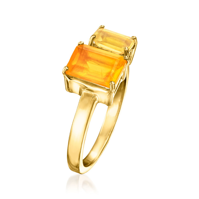 Fire Opal Toi et Moi Ring in 18kt Gold Over Sterling image number 2