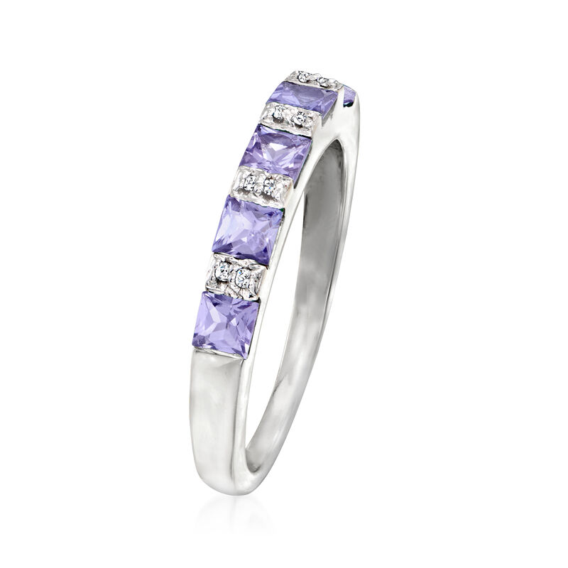 .70 ct. t.w. Tanzanite Ring with Diamonds in Sterling Silver image number 2