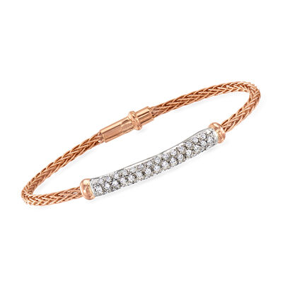 C. 1990 Vintage Roberto Coin .95 ct. t.w. Diamond Station Bracelet in 18kt Two-Tone Gold