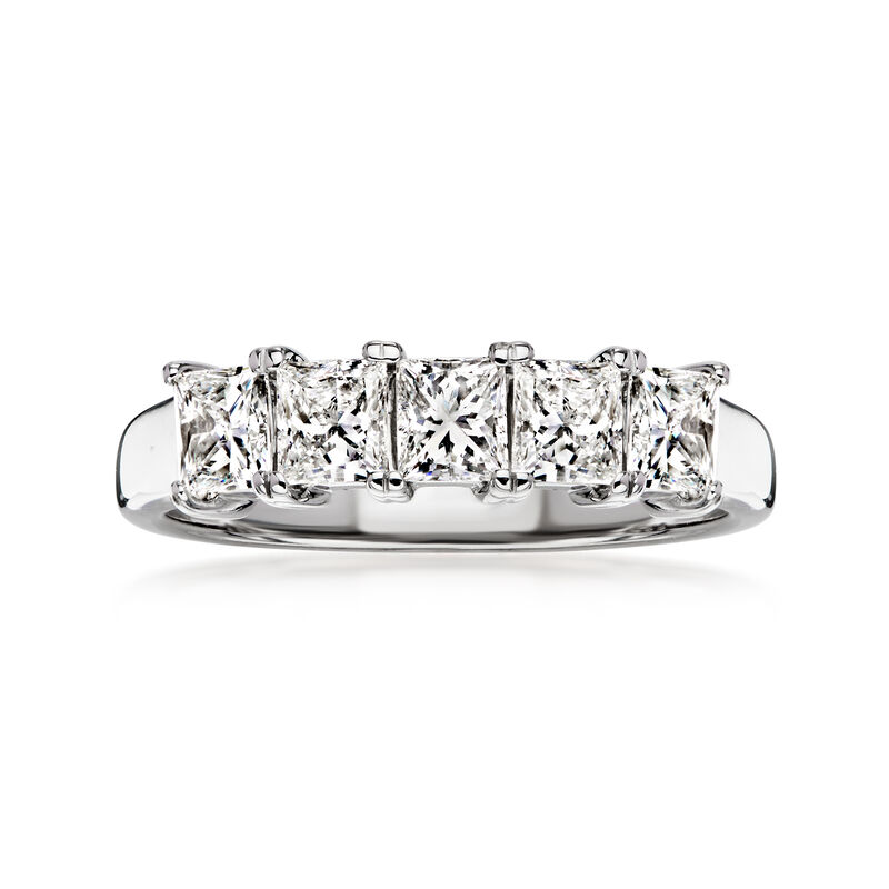 C. 1990 Vintage 1.53 ct. t.w. Diamond Five-Stone Ring in 14kt White Gold. Size 6.75 image number 0