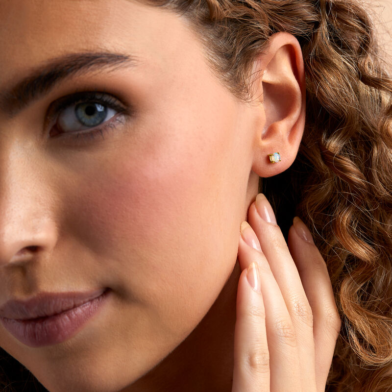 Opal Stud Earrings in 14kt Yellow Gold image number 2