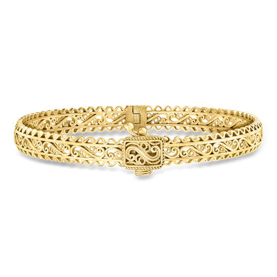 18kt Gold Over Sterling Filigree Bangle Bracelet