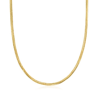 C. 1980 Vintage 14kt Yellow Gold Flat Wheat-Chain Necklace