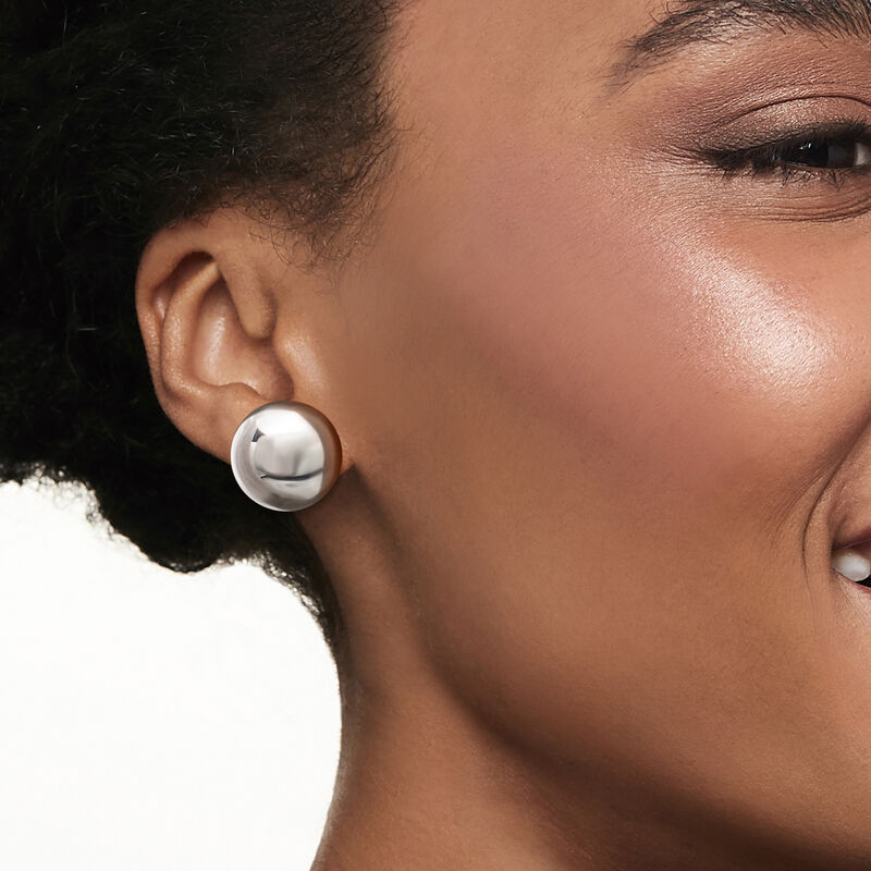 Sterling Silver Dome Earrings image number 1