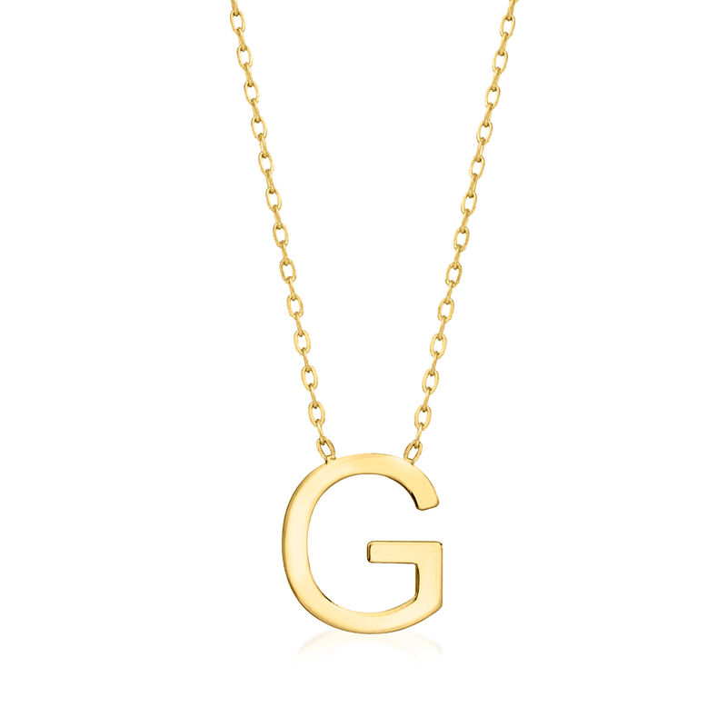 G - Italian 14kt Yellow Gold Initial Necklace. 16"  image number 0