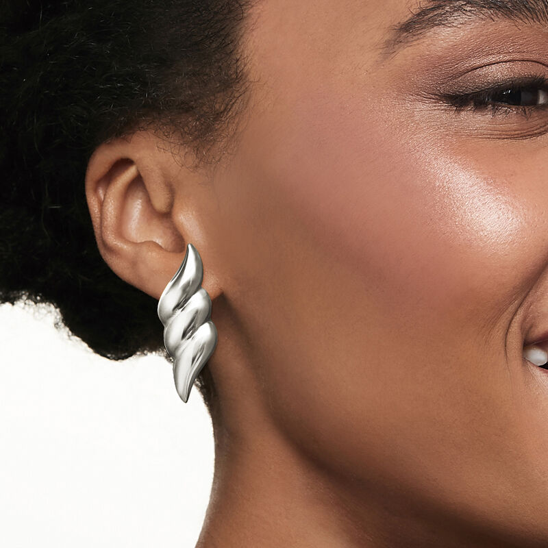 Italian Sterling Silver Wing-Shaped Drop Earrings image number 1