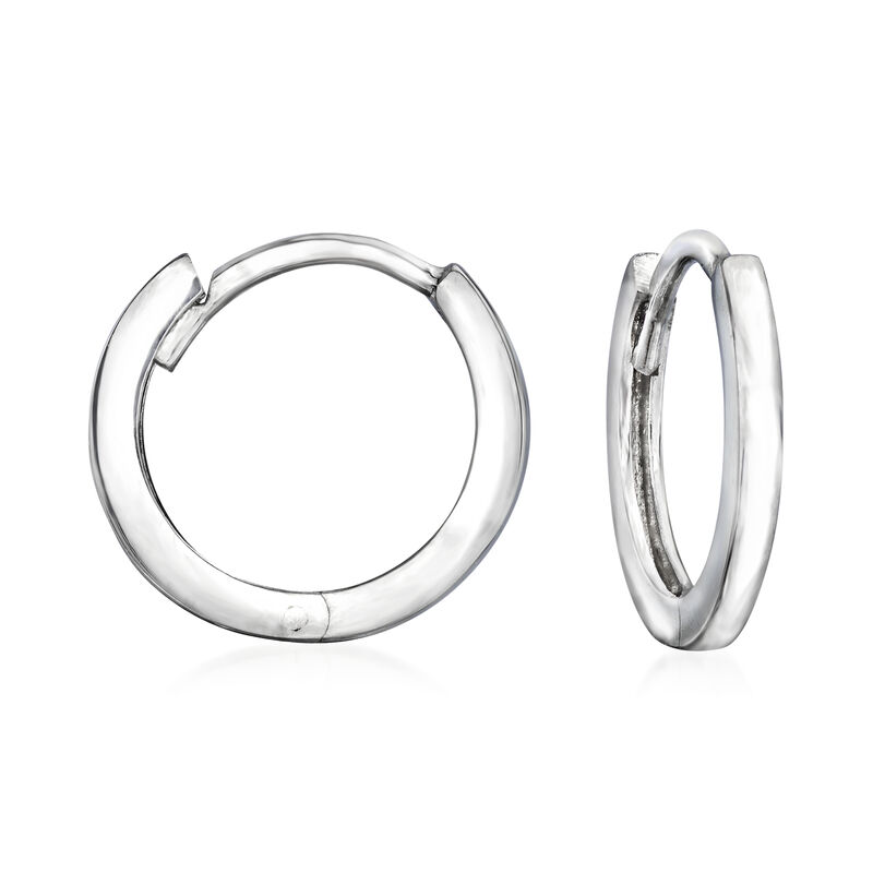 14kt White Gold Huggie Hoop Earrings. 3/8&quot; image number 0