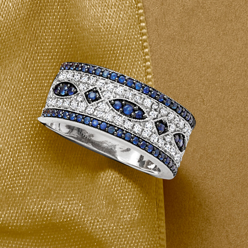 .50 ct. t.w. Sapphire and .25 ct. t.w. Diamond Ring in 14kt White Gold image number 3