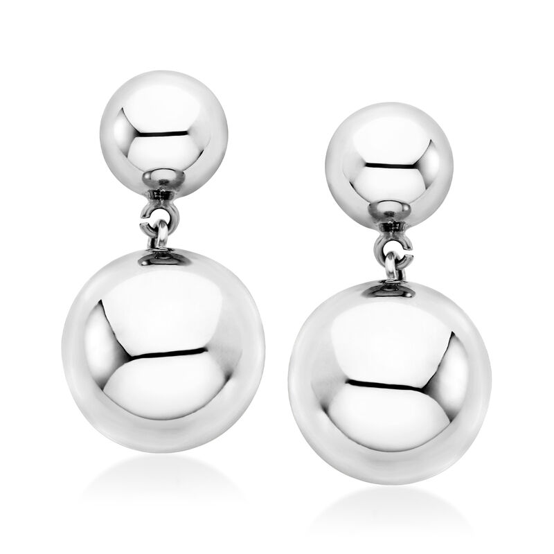 Italian Sterling Silver Double-Bead Drop Earrings  image number 0