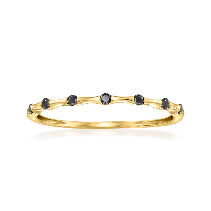 .10 ct. t.w. Black Diamond Bamboo-Style Ring in 14kt Yellow Gold image number 0