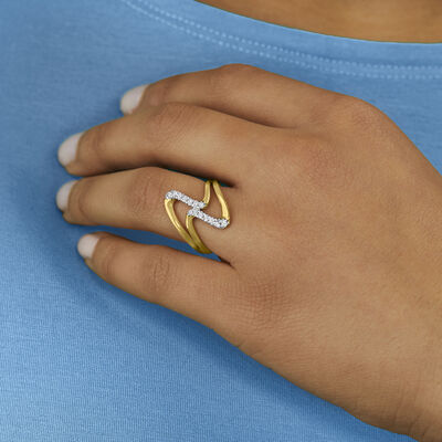 .25 ct. t.w. Diamond Double-Wave Ring in 18kt Gold Over Sterling