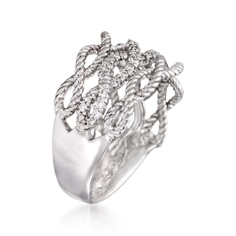 Gabriel Designs .39 ct. t.w. Diamond Woven Three-Row Ring in 14kt White Gold image number 1