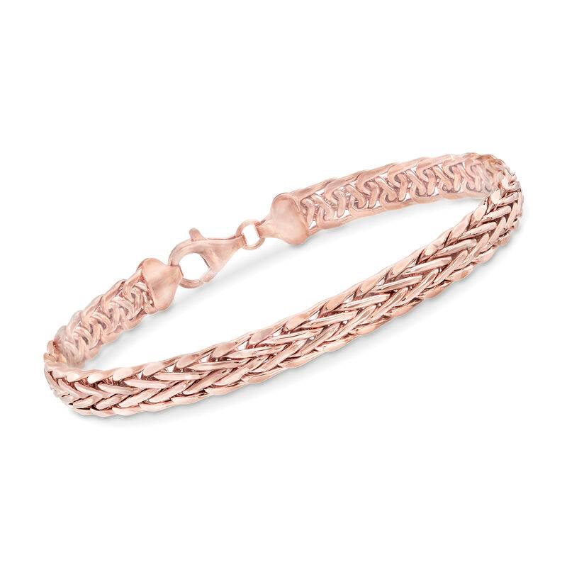 14kt Rose Gold Flat Wheat-Link Bracelet image number 0