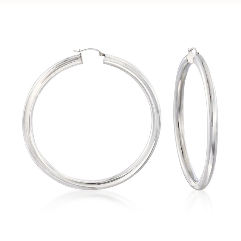 5mm Sterling Silver Hoop Earrings. 2 5/8&quot; image number 0
