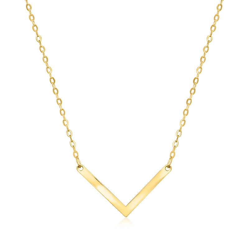 Italian 10kt Yellow Gold V Necklace image number 0