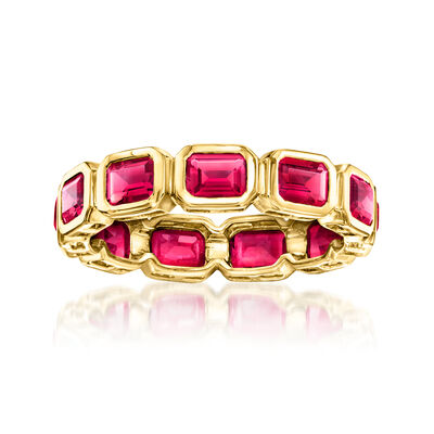 2.30 ct. t.w. Lab-Grown Ruby Eternity Band in 18kt Gold Over Sterling