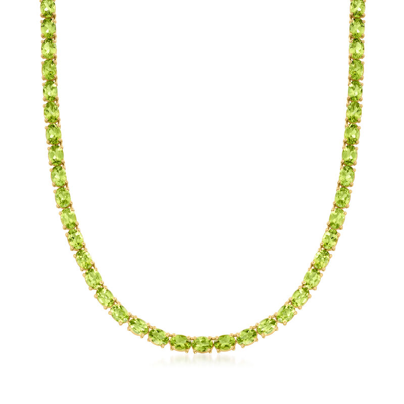 40.00 ct. t.w. Peridot Tennis Necklace in 18kt Gold in Sterling image number 0