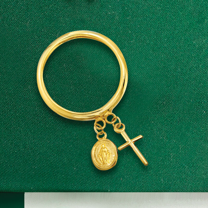 Italian 14kt Yellow Gold Religious Charm Ring image number 5