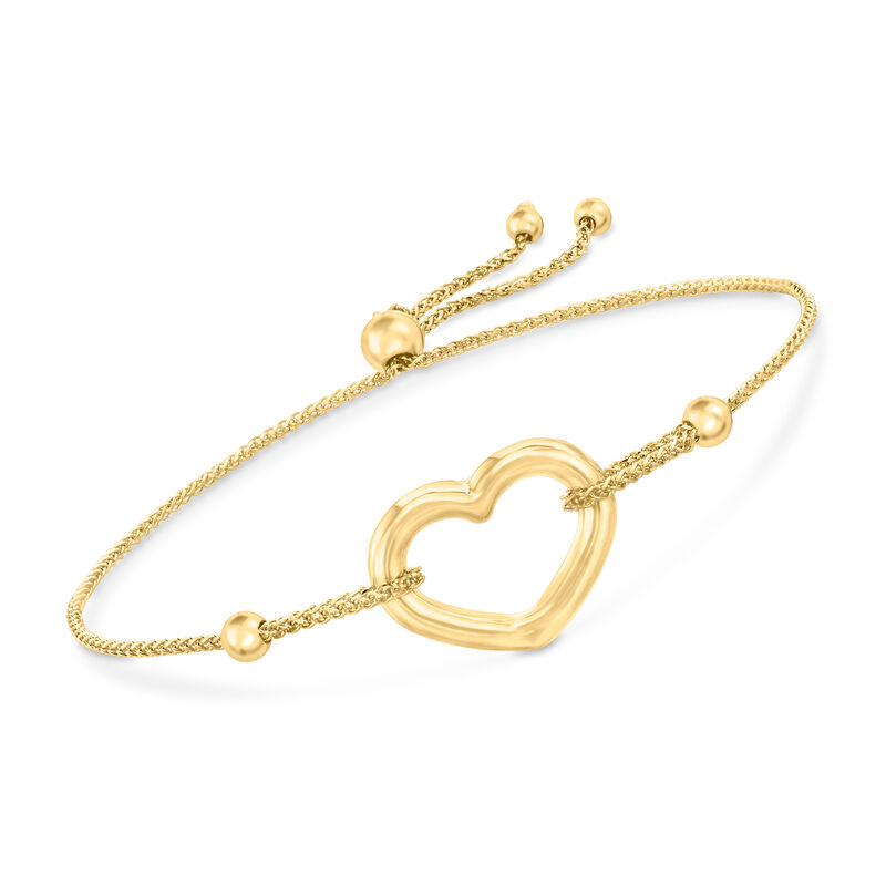 14kt Yellow Gold Open-Space Heart Bolo Bracelet image number 0