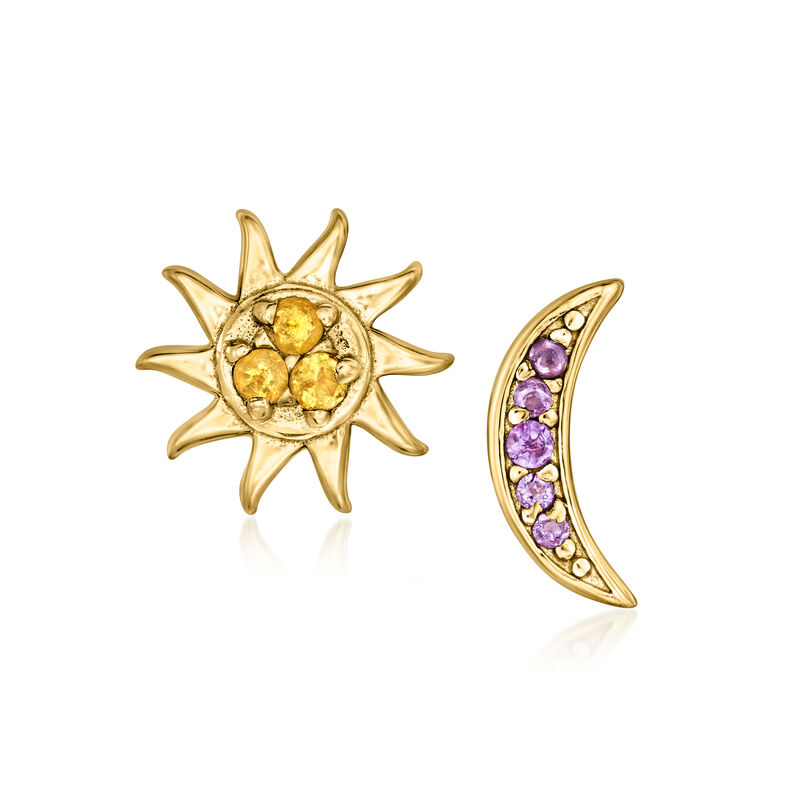 .43 ct. t.w. Multi-Gemstone Celestial Jewelry Set: Five Single Earrings in 18kt Gold Over Sterling  image number 7