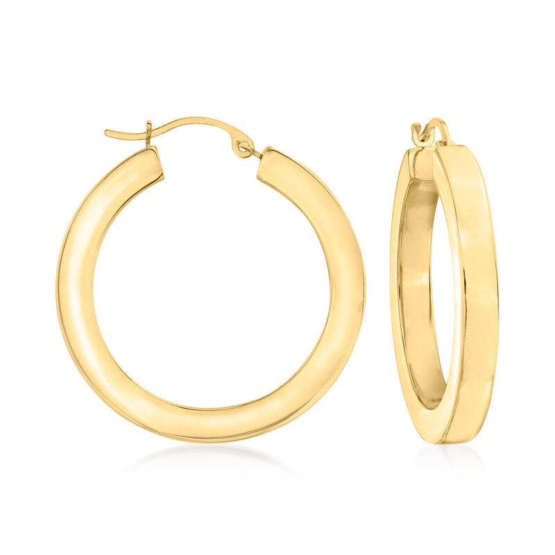 Andiamo 14kt Yellow Gold Over Resin Hoop Earrings. 1&quot; image number 0