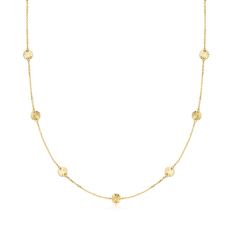 Italian 10kt Yellow Gold Diamond-Cut Disc Station Necklace image number 0