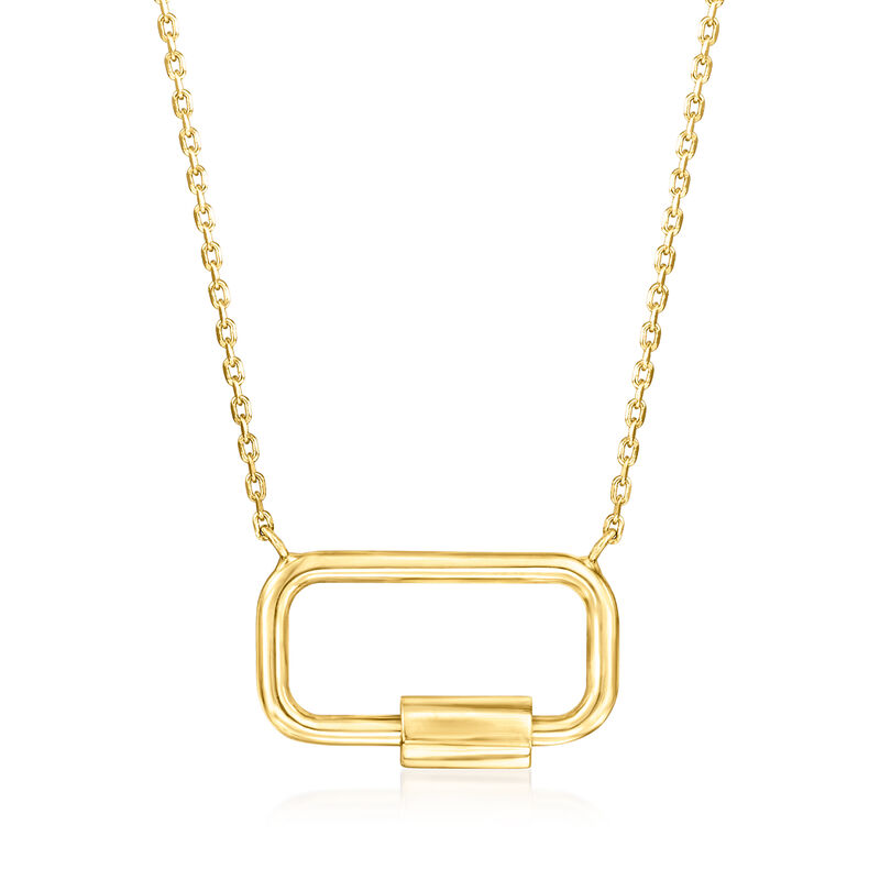 Italian 14kt Yellow Gold Carabiner Necklace. 16&quot; image number 1