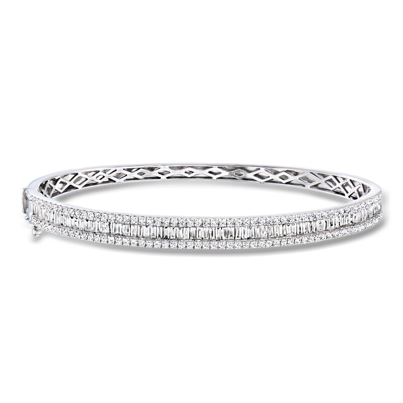 2.00 ct. t.w. Round and Baguette Lab-Grown Diamond Bangle Bracelet in Sterling Silver image number 0