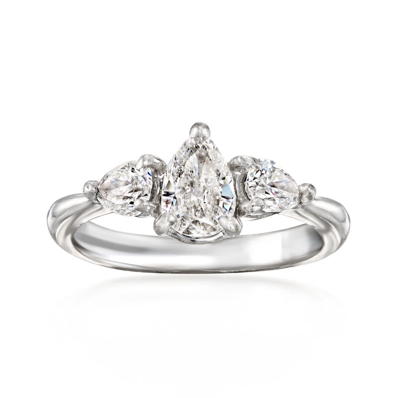 C. 2000 Vintage .94 ct. t.w. Pear-Shaped Diamond Ring in Platinum. Size 6 image number 0