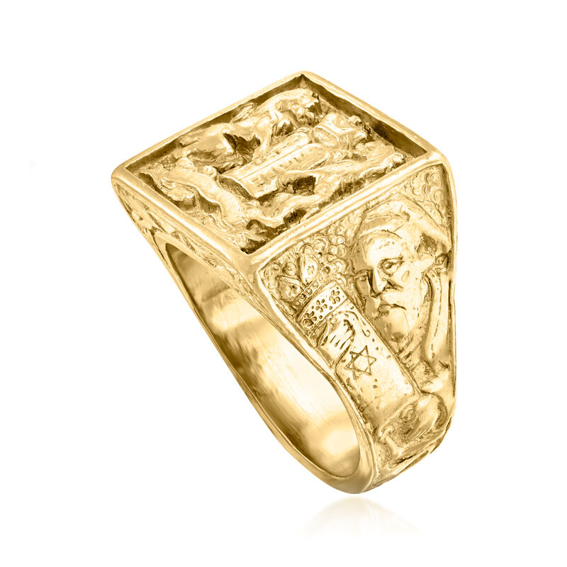 C. 1980 Vintage 14kt Yellow Gold Ten Commandments Ring image number 3