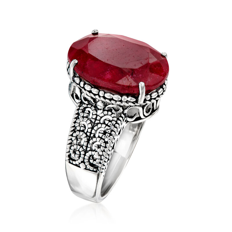 13.00 Carat Ruby Ring in Sterling Silver image number 2