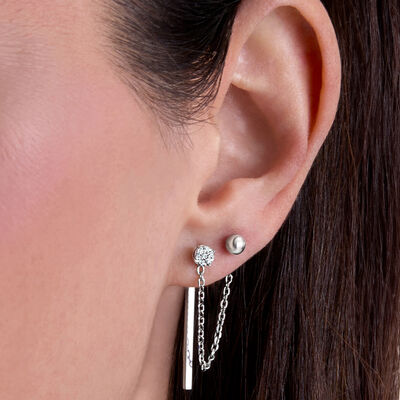 "The Classic" 8-pc. Earring Set with .10 ct. t.w. Diamonds in Sterling Silver