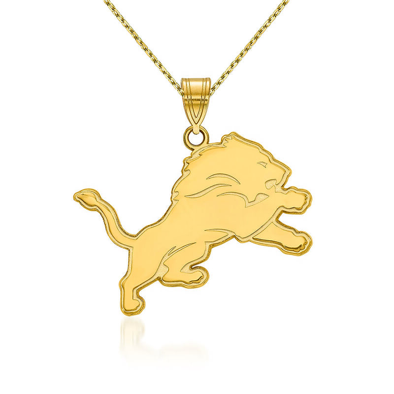 14kt Yellow Gold NFL Detroit Lions Large Pendant Necklace. 18&quot; image number 0