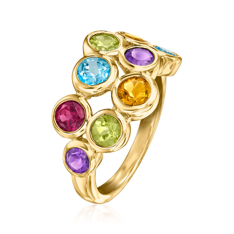 2.40 ct. t.w. Multi-Gemstone Bubble Ring in 18kt Gold Over Sterling image number 2