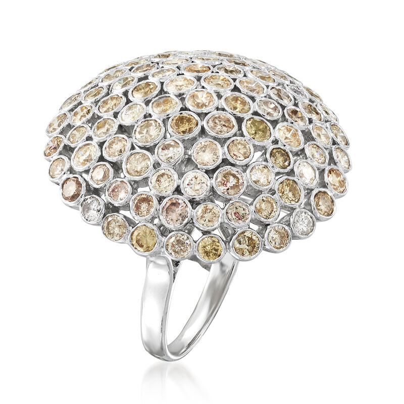 C. 1980 Vintage 4.62 ct. t.w. Yellow Diamond Fashion Ring in 18kt White Gold. Size 7.25 image number 2