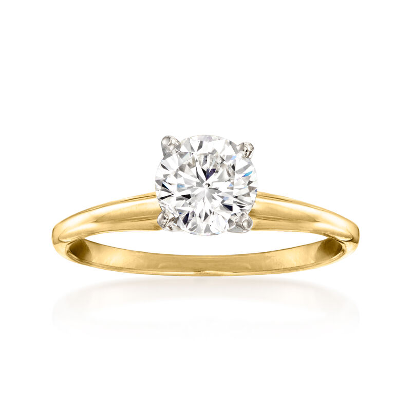 C. 2020 Vintage .90 Carat Diamond Solitaire Ring in 14kt Yellow Gold. Size 5.5 image number 0
