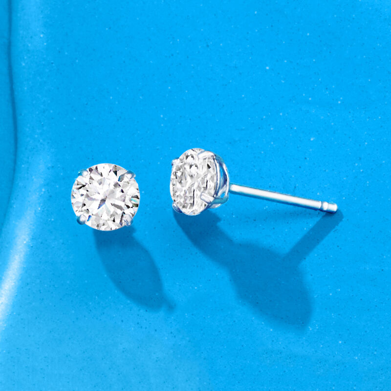 1.00 ct. t.w. CZ Stud Earrings in 14kt White Gold image number 3