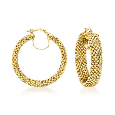 Italian 18kt Gold Over Sterling Popcorn-Style Hoop Earrings