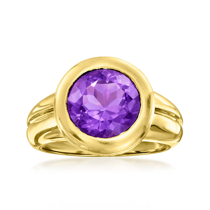 C. 1980 Vintage Tiffany Jewelry 3.00 Carat Amethyst Ring in 18kt Yellow Gold image number 0