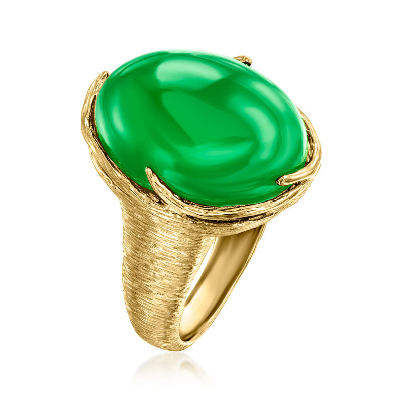 Green Chalcedony Ring in 18kt Gold Over Sterling image number 2
