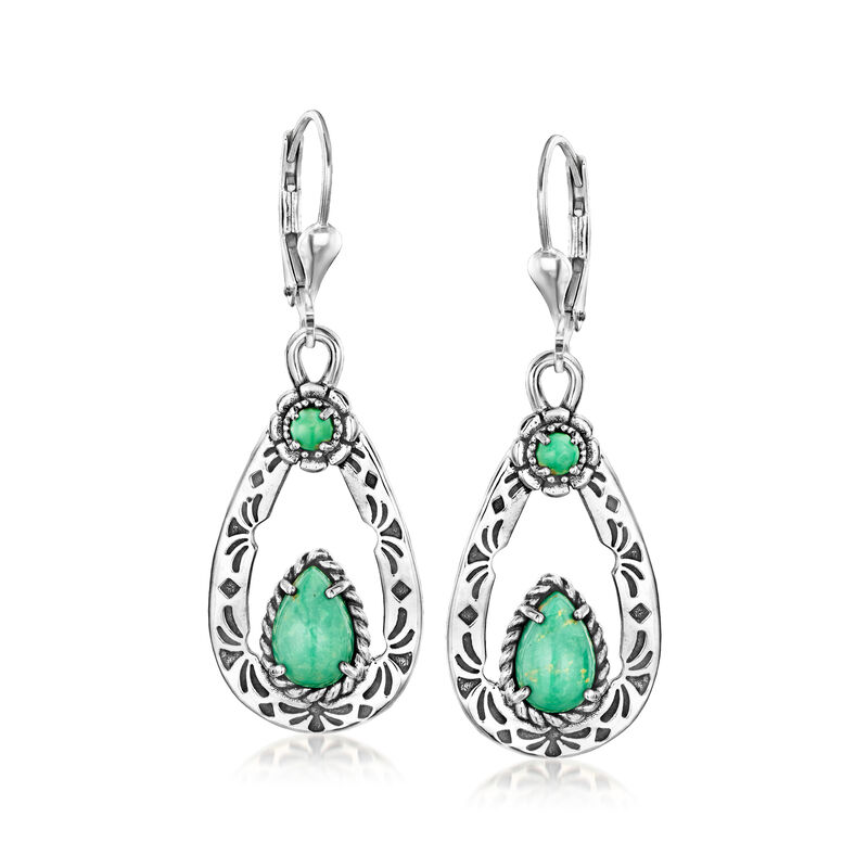 Turquoise Teardrop Earrings in Sterling Silver  image number 0