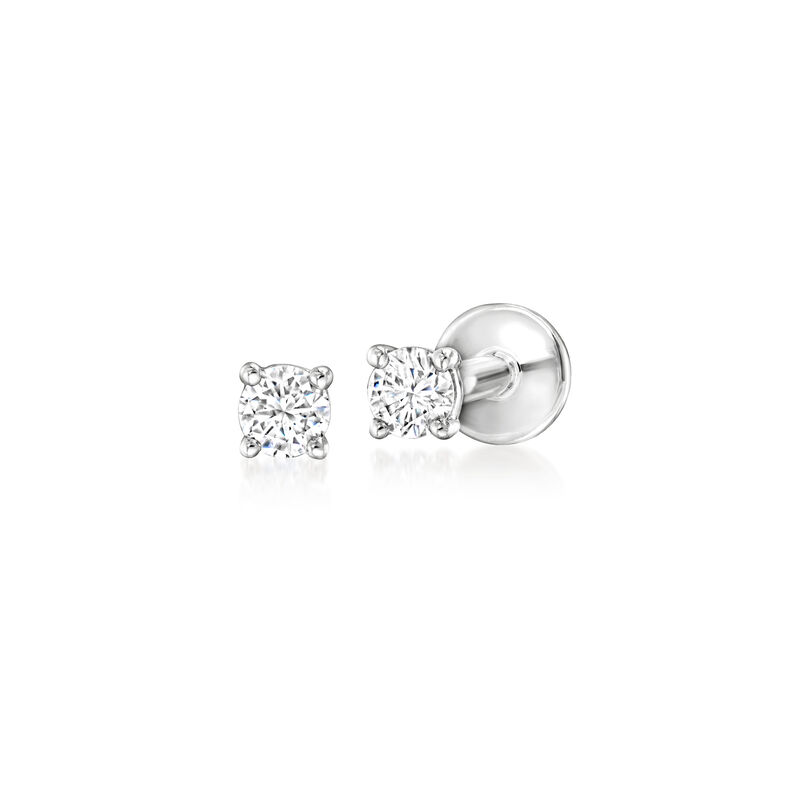 Round Lab-Grown Diamond Flat-Back Stud Earrings in 14kt White Gold image number 1