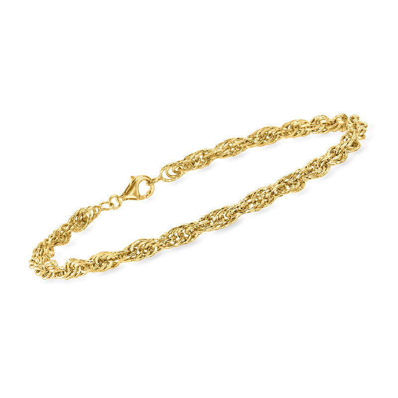 18kt Gold Over Sterling Singapore-Chain Anklet. 10" image number 2
