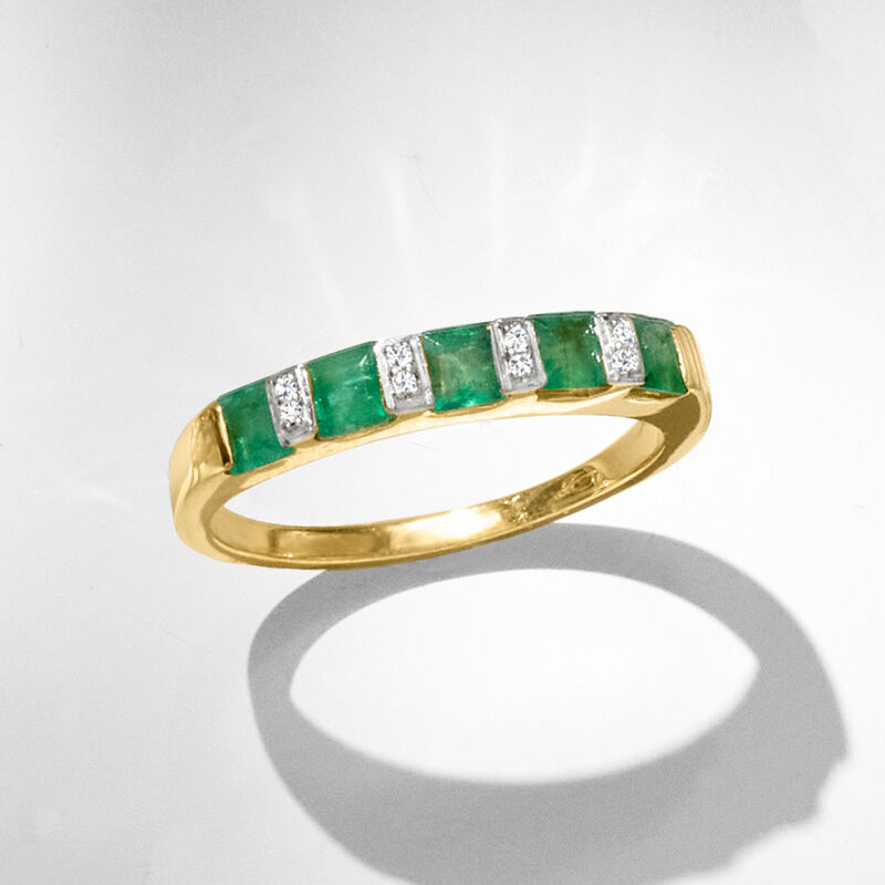 .70 ct. t.w. Emerald Ring with Diamonds in 18kt Gold Over Sterling image number 3